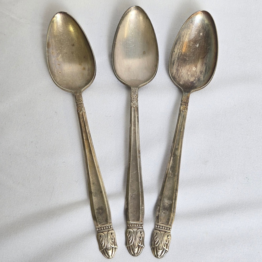Holmes‎ & Edwards Silverplate Teaspoons, Danish Princess, 6.25", Set of 2, Vtg
